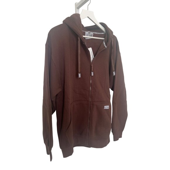 Pro Club Heavyweight Brown Full-Zip Hoodie Sweatshirt - Picture 3 of 5